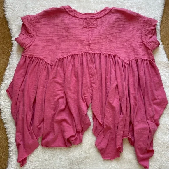 We the Free People sugar rush baby doll pink flowy oversized t shirt blouse - Picture 5 of 6